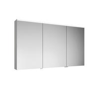 armoire de toilette burgbad Eqio avec éclairage LED à poser et éclairage du plan de toilette, 3 portes, charnières centrales à gauche, 1400x800x170mm, SPGT140RF2009, Corps: Blanc brillant