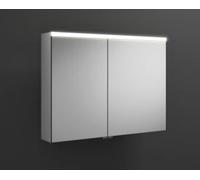 armoire de toilette burgbad Iveo avec éclairage LED horizontal, 2 portes, porte plus large charnière à gauche, largeur 908mm, SPHU090L