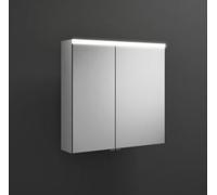 armoire de toilette burgbad Iveo avec éclairage LED horizontal, 2 portes, porte plus large charnière à gauche, largeur 708mm, SPHU070L