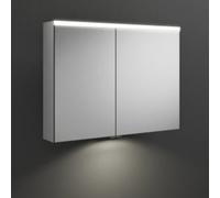 armoire de toilette burgbad Iveo avec éclairage LED horizontal, avec éclairage LED du lavabo, 2 portes, porte plus large charnière à gauche, largeur 908mm, SPHY090L