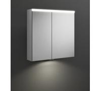 armoire de toilette burgbad Iveo avec éclairage LED horizontal, avec éclairage LED du lavabo, 2 portes, porte plus large charnière à droite, largeur 708mm, SPHY070R