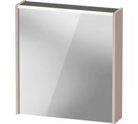 Armoire de toilette Duravit D-Code, prise type F (EU, DE), 1 porte avec charnières à gauche, champ lumineux LED en haut, 651x700mm, 5 W, DC7105L91910000, Couleur: Taupe mat