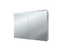 Armoire de toilette éclairée en surface Emco Asis Pure (LED) 979705283 1000 x 728 mm, aluminium, 2 portes, avec éclairage intégré pour lavabo