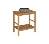 Armoire de toilette en teck solide avec lavabo en marbre Noir