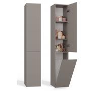 Armoire de toilette étroite 31 cm avec panier à linge ATSO - gris
