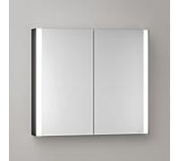 Armoire de toilette KEUCO Somaris avec éclairage 14502372101 80 x 71 x 12,7 cm, noir mat, 2 portes, montage mural, miroir chauffant