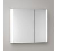 Armoire de toilette KEUCO Somaris avec éclairage 14502512201 80 x 71 x 12,7 cm, blanc mat, 2 portes, montage mural, miroir chauffant, asymétrique