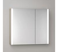 Armoire de toilette KEUCO Somaris avec éclairage 14502852201 80 x 71 x 12,7 cm, décor Eiche hell , 2 portes, montage mural, miroir chauffant, asymétrique