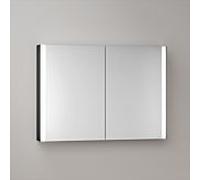 Armoire de toilette KEUCO Somaris avec éclairage 14503372100 100 x 71 x 12,7 cm, noir mat, 2 portes, montage mural