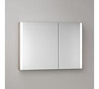 Armoire de toilette KEUCO Somaris avec éclairage 14503852201 100 x 71 x 12,7 cm, décor chêne clair, 2 portes, montage mural, miroir chauffant, asymétrique