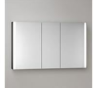 Armoire de toilette KEUCO Somaris avec éclairage 14504373101 120x71x12,7cm, montage mural, 3 portes, miroir chauffant, noir mat