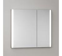 Armoire de toilette KEUCO Somaris avec éclairage intégré 14512852201 80 x 71 x 11,5 cm, décor chêne clair, 2 portes, fixation murale, asymétrique, miroir chauffant