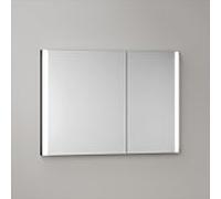 Armoire de toilette KEUCO Somaris avec éclairage intégré 14513372201 100 x 71 x 11,5 cm, noir mat, 2 portes, fixation murale, asymétrique, miroir chauffant