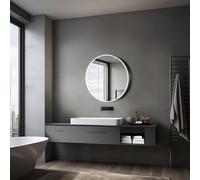 Armoire de Toilette Lumineuse Talos Black Nova Ø80 cm Noir - Meuble de Salle de Bain avec Miroir et 2 étagères - Aluminium - Fond Miroir