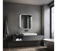 Armoire de Toilette Lumineuse Talos Silver Nova 60x70 cm Argent - Meuble de Salle de Bain avec Miroir et 2 étagères - Aluminium - Fond Miroir