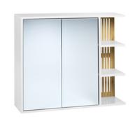 Armoire de Toilette Murale Bambou Etagères Meuble Salle de Bain Blanc et Bois