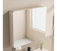 Armoire de Toilette rectangulaire avec Miroir, en Alliage d'aluminium, charnière silencieuse, Fixation Murale, rangements multifonctionnels et rangements en Dessous.