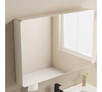 Armoire de Toilette rectangulaire avec Miroir, en Alliage d'aluminium, charnière silencieuse, Fixation Murale, rangements multifonctionnels et rangements en Dessous.