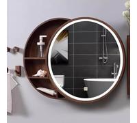 Armoire de Toilette Ronde avec Miroir, Bande Lumineuse LED étanche, Design Push-Pull, Armoire à Pharmacie avec Fonction de désembuage en Un clic, Bouton Tactile Intelligent (50/60/