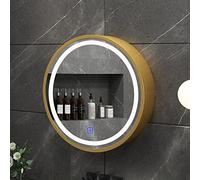 Armoire de Toilette Ronde et élégante avec Porte Ouverte - Armoire de Toilette Ronde en Bois Massif - Armoire de Rangement Murale pour Salle de Bain