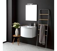 ARMOIRE DE TOILETTE SUSPENDUE ARRONDIE 62 CM BLANC RECTANGULAIRE MIROIR RIVA