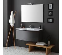 ARMOIRE DE TOILETTE SUSPENDUE COURBE 102 CM GRIS ARDOISE RECTANGULAIRE MIROIR RIVA