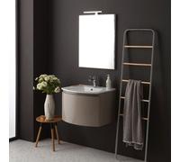 ARMOIRE DE TOILETTE SUSPENDUE COURBE 62 CM CAPPUCCINO BRILLANT MIROIR RECTANGULAIRE RIVA