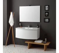 ARMOIRE DE TOILETTE SUSPENDUE COURBE CM102 LAQUÉ BLANC LAVABO ET MIROIR RIVA