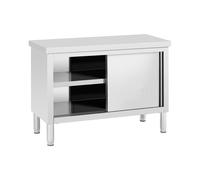 Royal Catering RCAT-120/50-WTP Meuble bas en inox Armoire en inox Armoire de travail en inox 120 x 50 cm Capacité de 390 kg