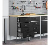 Armoire de travail vidaXL 2 pcs Noir et Gris en bois d'ingénierie et acier