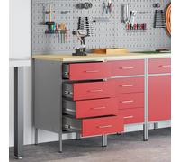 Armoire de travail vidaXL 2 pcs Rouge et Gris en bois d'ingénierie et acier
