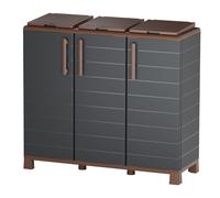 Armoire de tri 3 Portes Cache Poubelle de Tri Sélectif 102 x 37 x 90 cm Intérieu