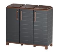 Armoire de tri 3 Portes Cache Poubelle de Tri Sélectif 102 x 37 x 90 cm Intérieur Extérieur Art Plast
