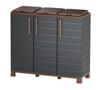 Armoire de tri 3 Portes Cache Poubelle de Tri Sélectif 102 x 37 x 90 cm Intérieur Extérieur Art Plast