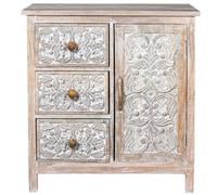 Armoire Déco Accessoires de Maison Blanc Bois Mangue 80cm Boho Main Salon Noble