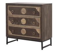Armoire Déco Accessoires de Maison Noir Bois Massif 80cm Oriental Main Noble