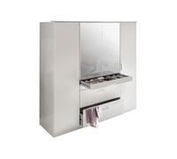 Armoire Décor 4 portes battantes 4 tiroirs miroirs L180 P58 H199 cm