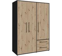 Armoire - Décor Chêne Artisan / Noir - 3 portes - L144,4 x P58,8 x H200cm - MOKKARIS
