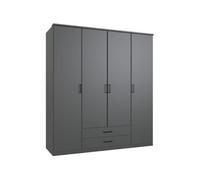 Armoire Décor Graphite 4 portes battantes 2 tiroirs L180 P58 H199 cm ARTA