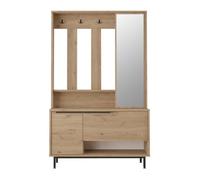Armoire d'entrée Rebecca Mobili Giloy 178x112x33,5 Panneau de particules Verre Chêne clair Gris Foncé Moderne
