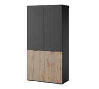 Armoire : deux portes, couleur : graphite noir et chêne wotan,