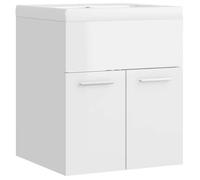 Armoire d'évier avec lavabo intégré 41 x 38,5 x 46 cm blanc brillant aggloméré 02_0006443
