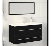 vidaXL Meuble de salle de bain en bois vieilli Lavabo intégré 2 tiroirs finition vernie