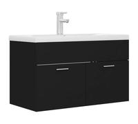 Armoire d'évier avec lavabo intégré moderne salle de bain 80 x 38,5 x 46 cm en aggloméré noir 02_0055084