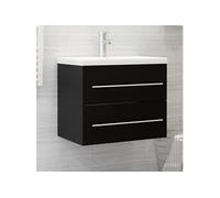 Vidaxl Armoire D'évier Avec Lavabo Intégré Noir Aggloméré Noir