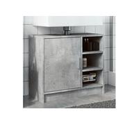 vidaXL Armoire d'évier gris béton 63x29x55 cm bois d'ingénierie, armoire de salle de bain, armoire de rangement salle de 848132 Gris G