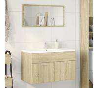 vidaXL Meuble de salle de bain Armoire d'évier Rangement intérieur 90x38,5x46 cm Bois d'ingénierie