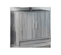 vidaXL Armoire d'évier sonoma gris 63x29x55 cm bois d'ingénierie, armoire de salle de bain, armoire de rangement salle de 848099 Gris G