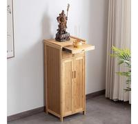 Armoire Dieu de la richesse,Table d'offrande de niche à usage domestique, Porteuse stable, planche en bambou, planche coulissante avec glissières,Pour Sanctuaire Bouddhiste.(Natural,42*38*101cm)