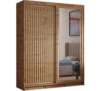 Armoire Donatello avec portes coulissantes et barreaux, 120 cm, Artisan chêne